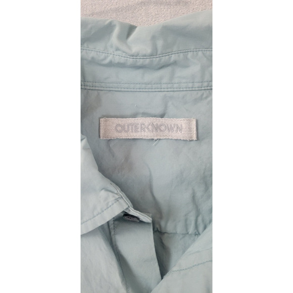 Outerknown Long Sleeve Button Up Shirt Mens LG Teal Front Pocket Organic Cotton - Picture 4 of 10
